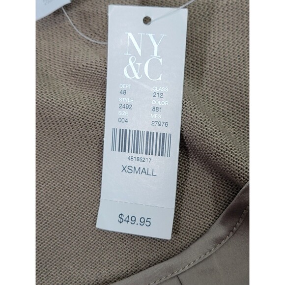 ALK Women's XS New York & Company Tan Layered Short Sleeve Cardigan Blouse Top - Picture 7 of 9
